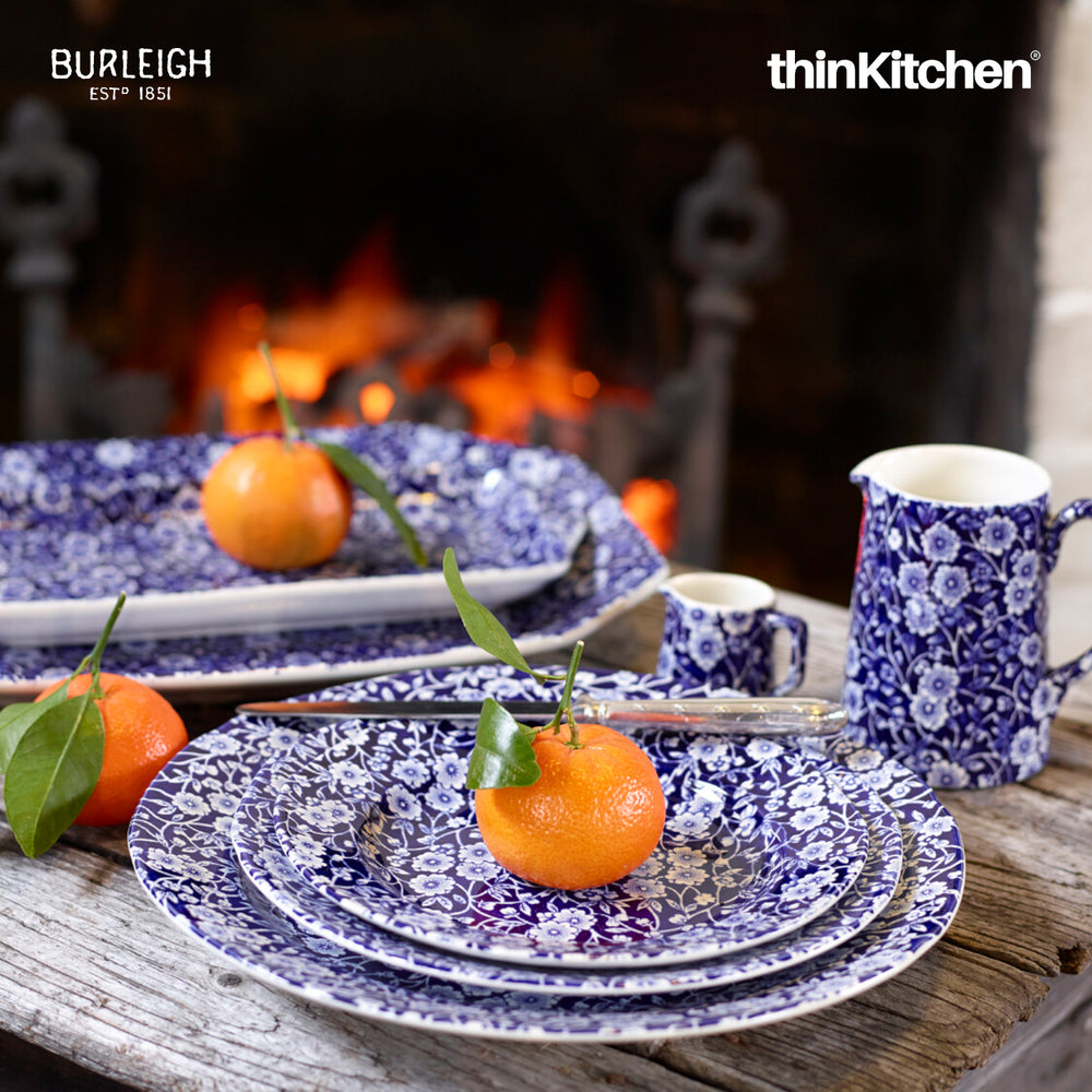 Burleigh Blue Premium Handcrafted 7.5" Floral Plate for Appetisers, Sides & Desserts
