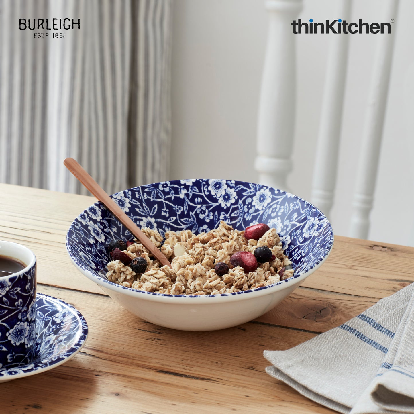 Burleigh Blue Calico Cereal Bowl, 16cm