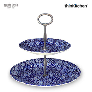 Burleigh Blue Calico 2 Tier Cake Stand