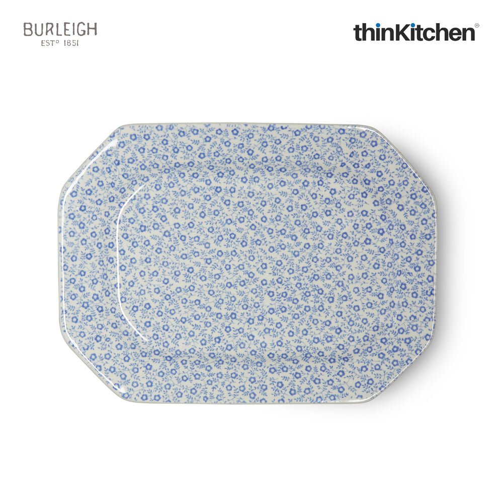 Burleigh Blue Premium Handcrafted 9.8" Rectangular Platter for Serving