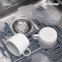 Joseph Joseph Sink Saver Adjustable Sink Mat with 2-Grid Sections, Grey