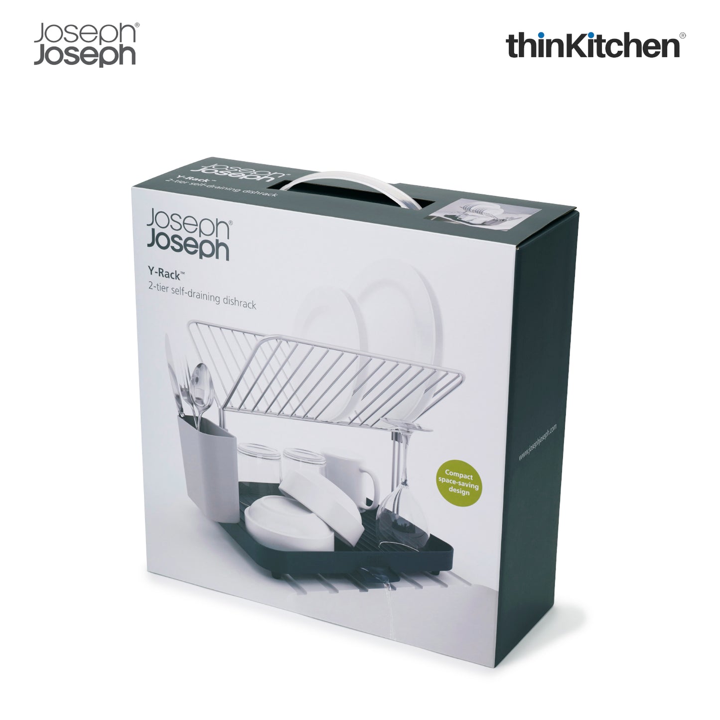 Joseph Joseph Y-Rack Dish Rack And Drainboard Set With Cutlery Organizer Dish Drainer, Grey