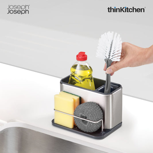 Joseph Joseph Surface™ Large Sink Caddy with Sponge Holder - Grey |Sink Organizer, Non Slip, Plastic & Stainless Steel