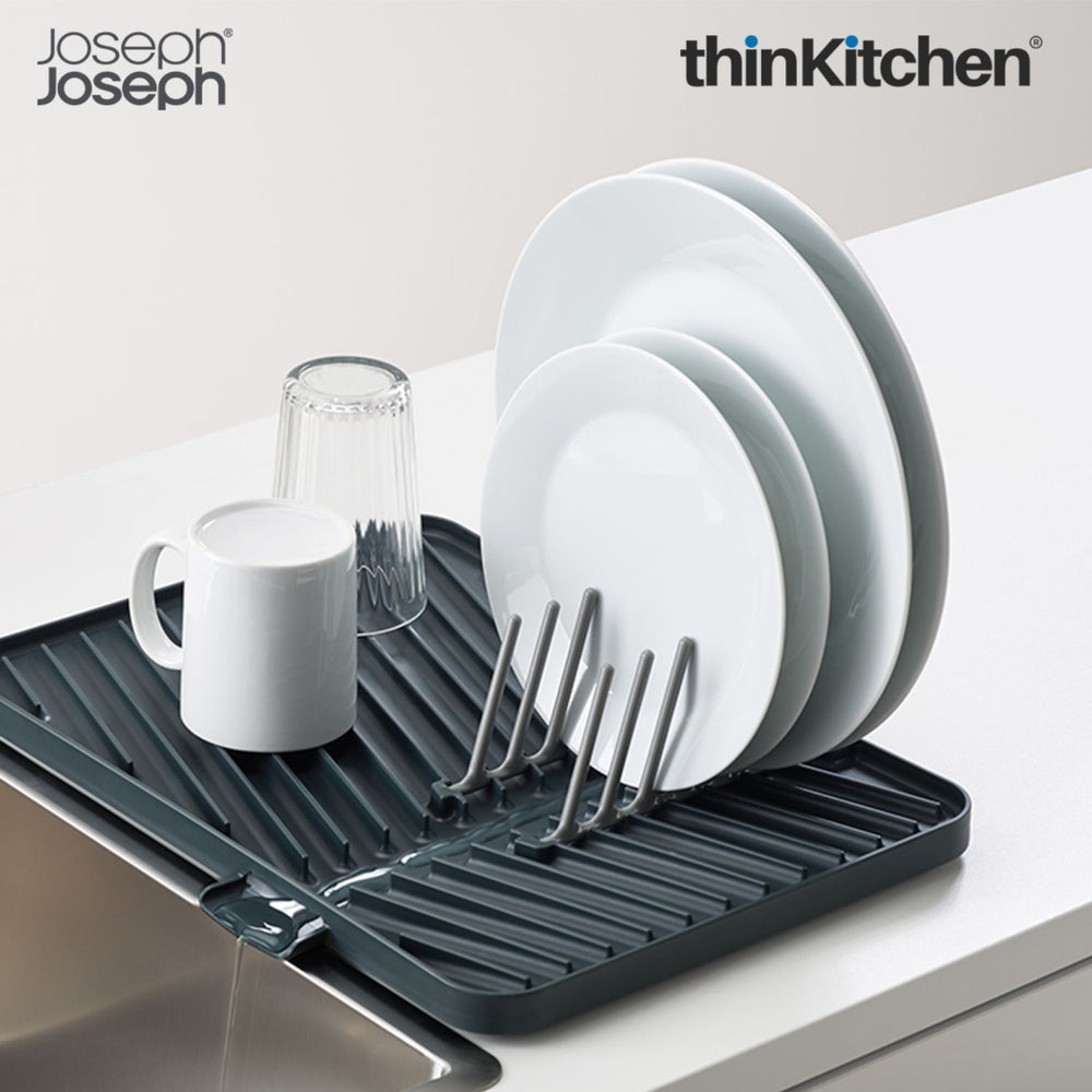 Joseph Joseph Adjustable Dish Drainer with Drip Tray, Expandable Kitchen Sink Rack  - Grey