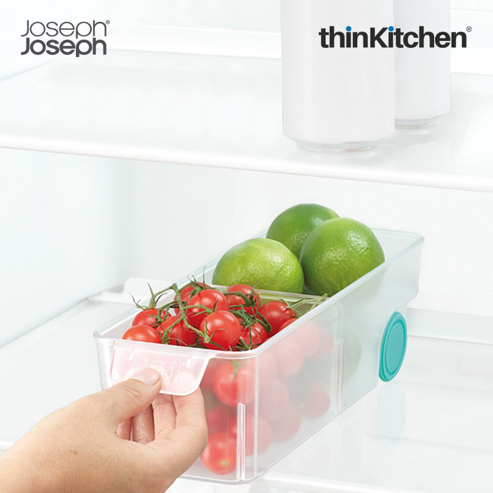 Joseph Joseph Premium Compact Fridge Storage Organizer with Wheels -12"x 4" | Transparent , Space Saving, BPA Free
