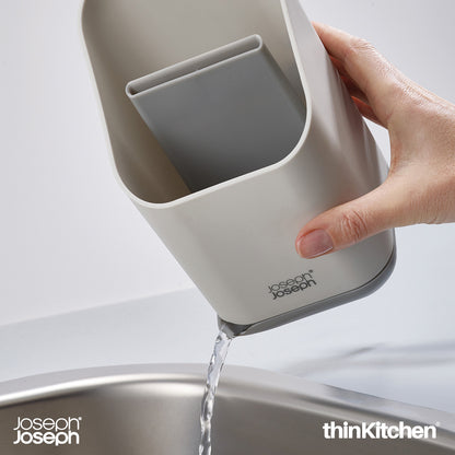 Joseph Joseph Duo Kitchen Sink Cutlery Drainer with Knife Slot, Kitchen Sink Drying Rack Cutlery Organizer, Grey