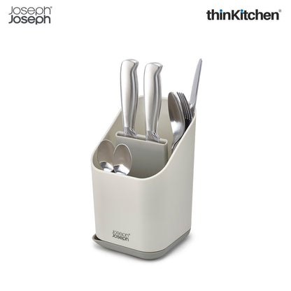 Joseph Joseph Duo Kitchen Sink Cutlery Drainer with Knife Slot, Kitchen Sink Drying Rack Cutlery Organizer, Grey