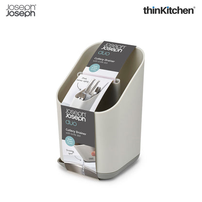Joseph Joseph Duo Kitchen Sink Cutlery Drainer with Knife Slot, Kitchen Sink Drying Rack Cutlery Organizer, Grey