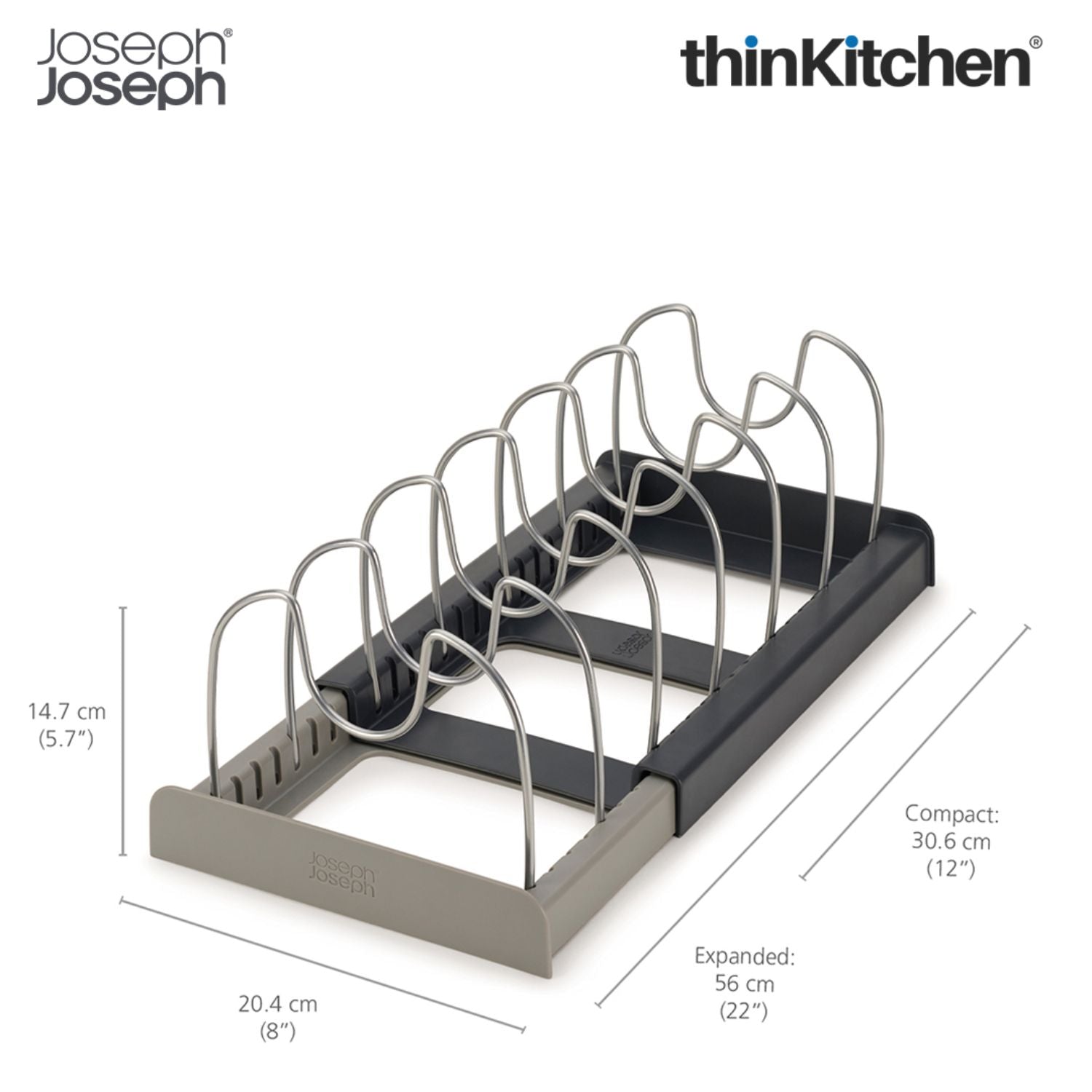 Joseph Joseph Expanding Cookware Organizer for Pots, Pans & Lids - Grey - 7