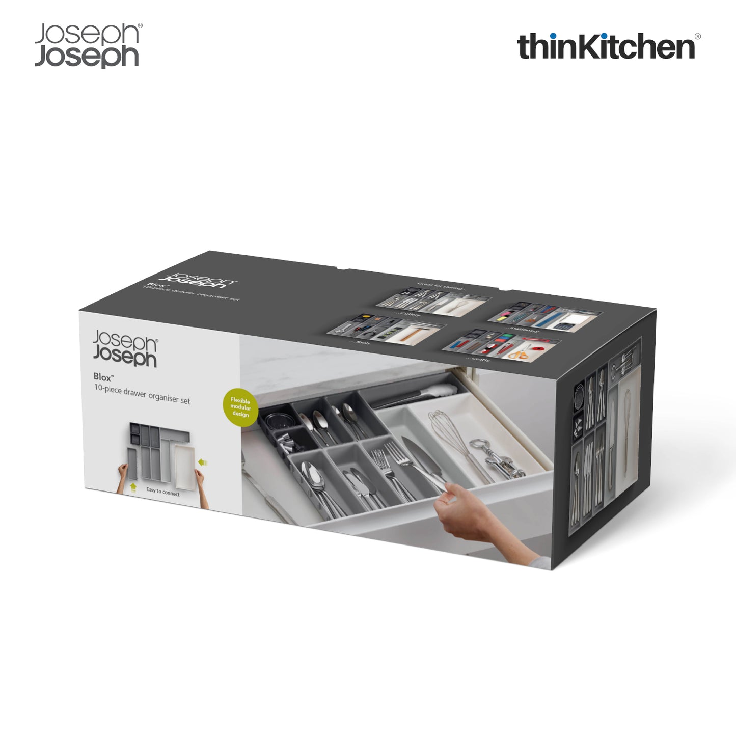 Joseph Joseph Blox 10 Piece Drawer Organiser Set Grey