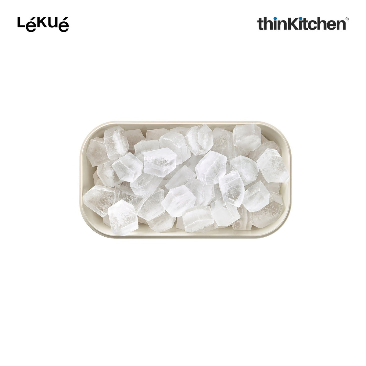 LÉKUÉ Silicone Ice Box Ice Cube Tray, Makes & Stores Upto 132 Ice Cubes, Ice Tray with Lid - White - 3