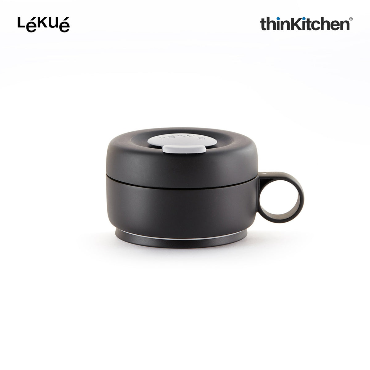 LÉKUÉ Mug To Go 350ml, Collapsible Reusable Travel Coffee Cup with Leak-Proof Lid, Portable Grey Silicone Travel Mug - 2