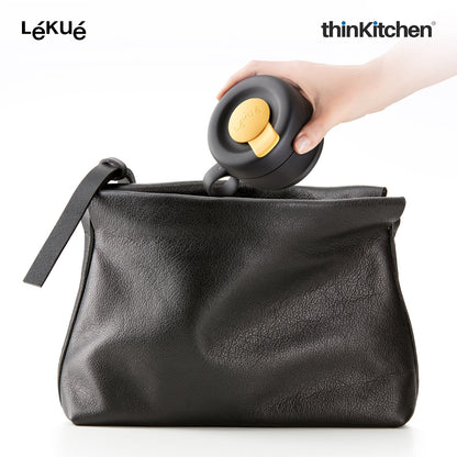LÉKUÉ Mug To Go 350ml, Collapsible Reusable Travel Coffee Cup with Leak-Proof Lid, Portable Grey Silicone Travel Mug