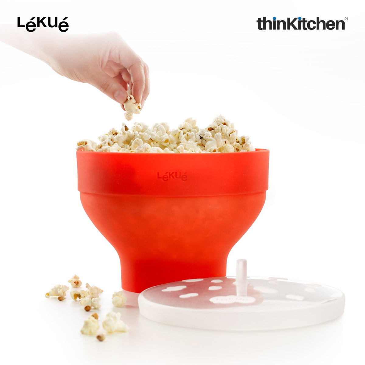 LÉKUÉ Premium Microwave Popcorn Maker 2.8L, Platinum Silicone Foldable Popcorn Bowl, Dishwasher Safe