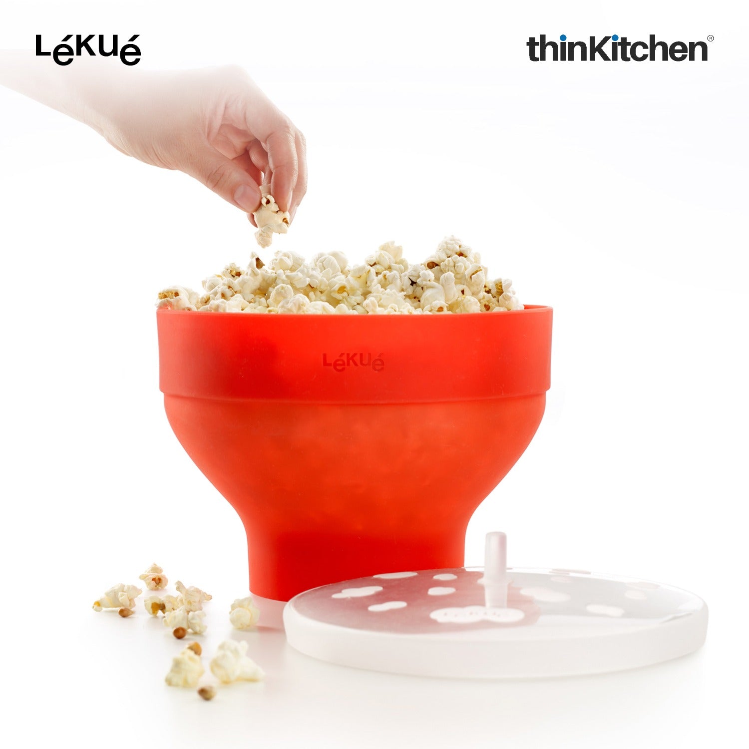 LÉKUÉ Premium Microwave Popcorn Maker 2.8L, Platinum Silicone Foldable Popcorn Bowl, Dishwasher Safe - 1