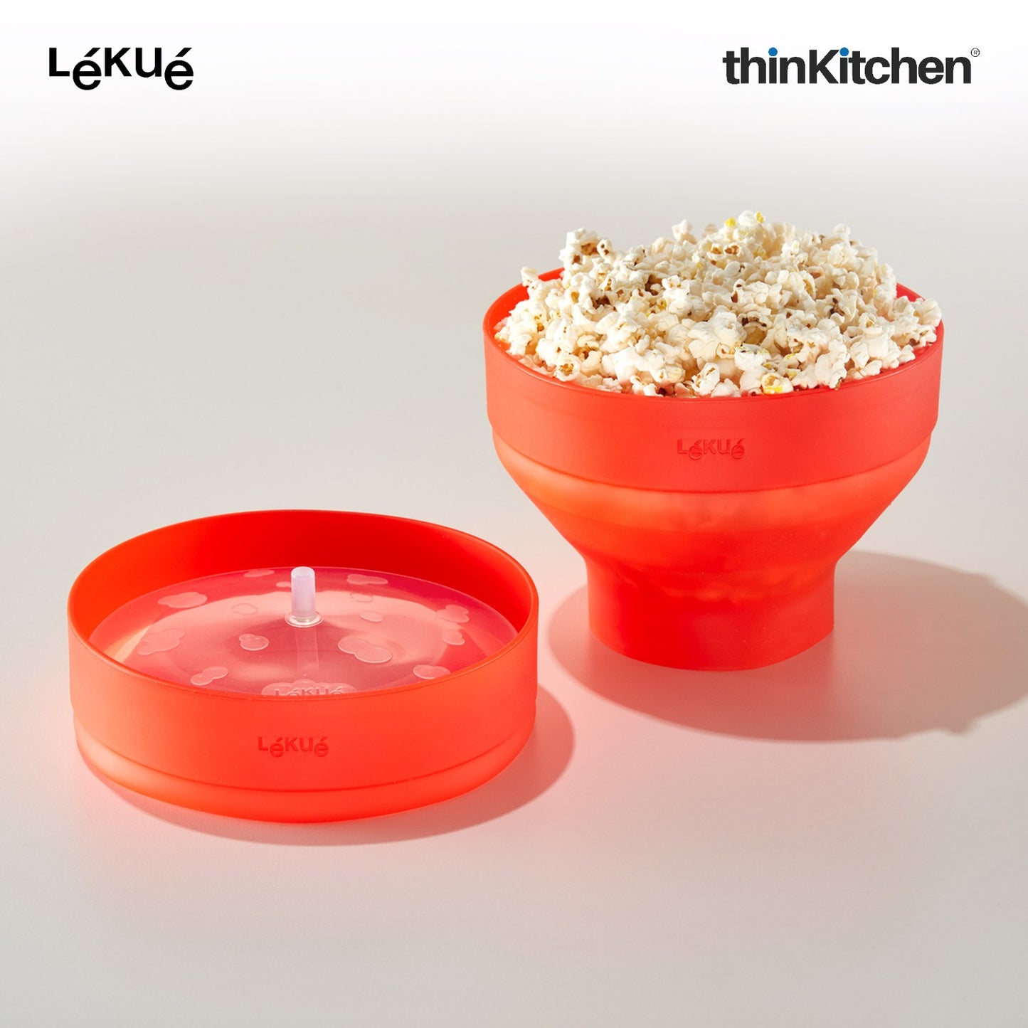 LÉKUÉ Premium Microwave Popcorn Maker 2.8L, Platinum Silicone Foldable Popcorn Bowl, Dishwasher Safe