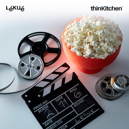 LÉKUÉ Premium Microwave Popcorn Maker 2.8L, Platinum Silicone Foldable Popcorn Bowl, Dishwasher Safe
