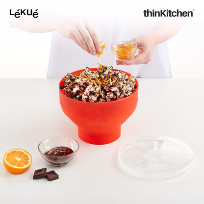 LÉKUÉ Premium Microwave Popcorn Maker 2.8L, Platinum Silicone Foldable Popcorn Bowl, Dishwasher Safe