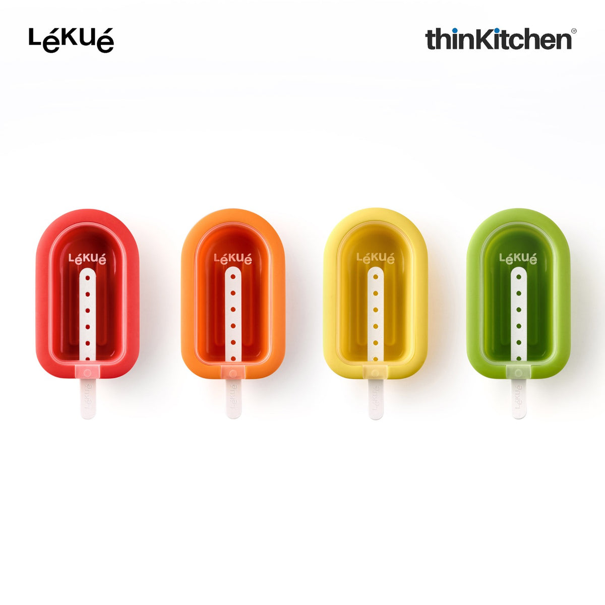 LÉKUÉ Premium Ice Lolly Moulds Set of 4, 60ml Platinum Silicone Popsicle & Ice Pop Moulds with Lids