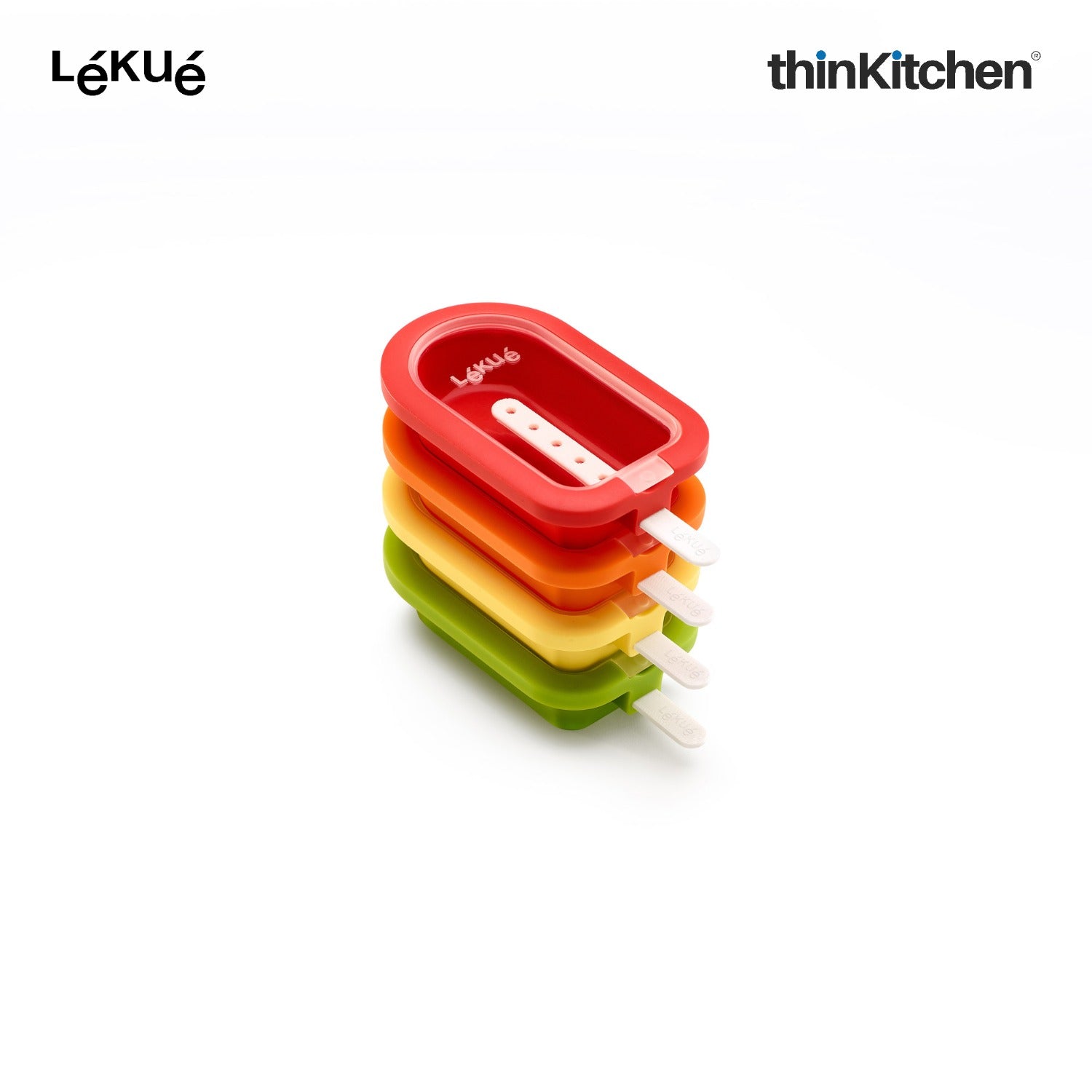 LÉKUÉ Premium Ice Lolly Moulds Set of 4, 60ml Platinum Silicone Popsicle & Ice Pop Moulds with Lids - 3
