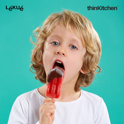 LÉKUÉ Premium Ice Lolly Moulds Set of 4, 60ml Platinum Silicone Popsicle & Ice Pop Moulds with Lids