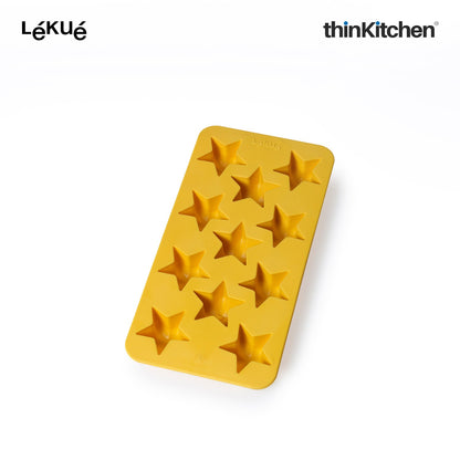 LÉKUÉ Premium Star Ice Cube Tray with Lid | Flexible Reusable Stackable Ice Mould Freezer Tray