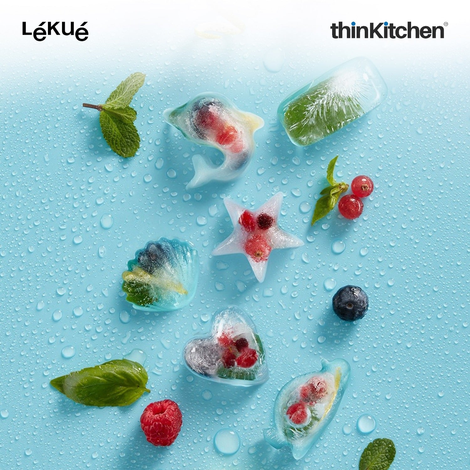 LÉKUÉ Premium Star Ice Cube Tray with Lid | Flexible Reusable Stackable Ice Mould Freezer Tray - 5