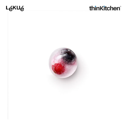 LÉKUÉ Premium Round 18 Cavity Ice Cube Tray with Lid - Red | Flexible, Reusable Ice Mould