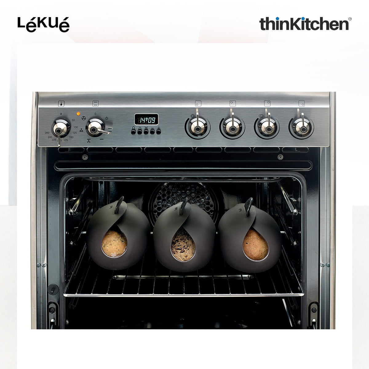 LÉKUÉ Home Bread Essentials Kit, Platinum Silicone Bread Maker & Mini Baguette Mold, Oven & Dishwasher Safe