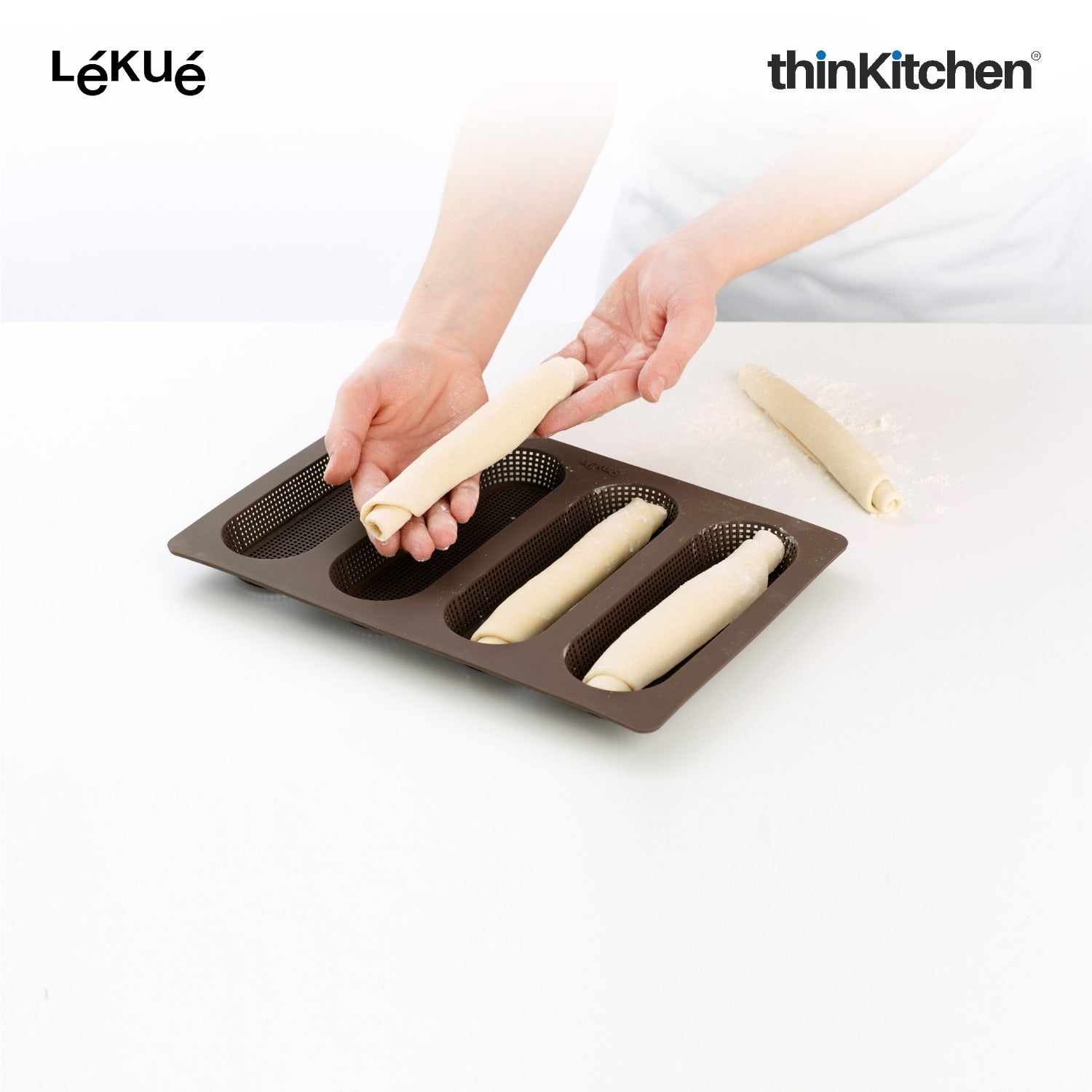 LÉKUÉ Home Bread Essentials Kit, Platinum Silicone Bread Maker & Mini Baguette Mold, Oven & Dishwasher Safe - 6