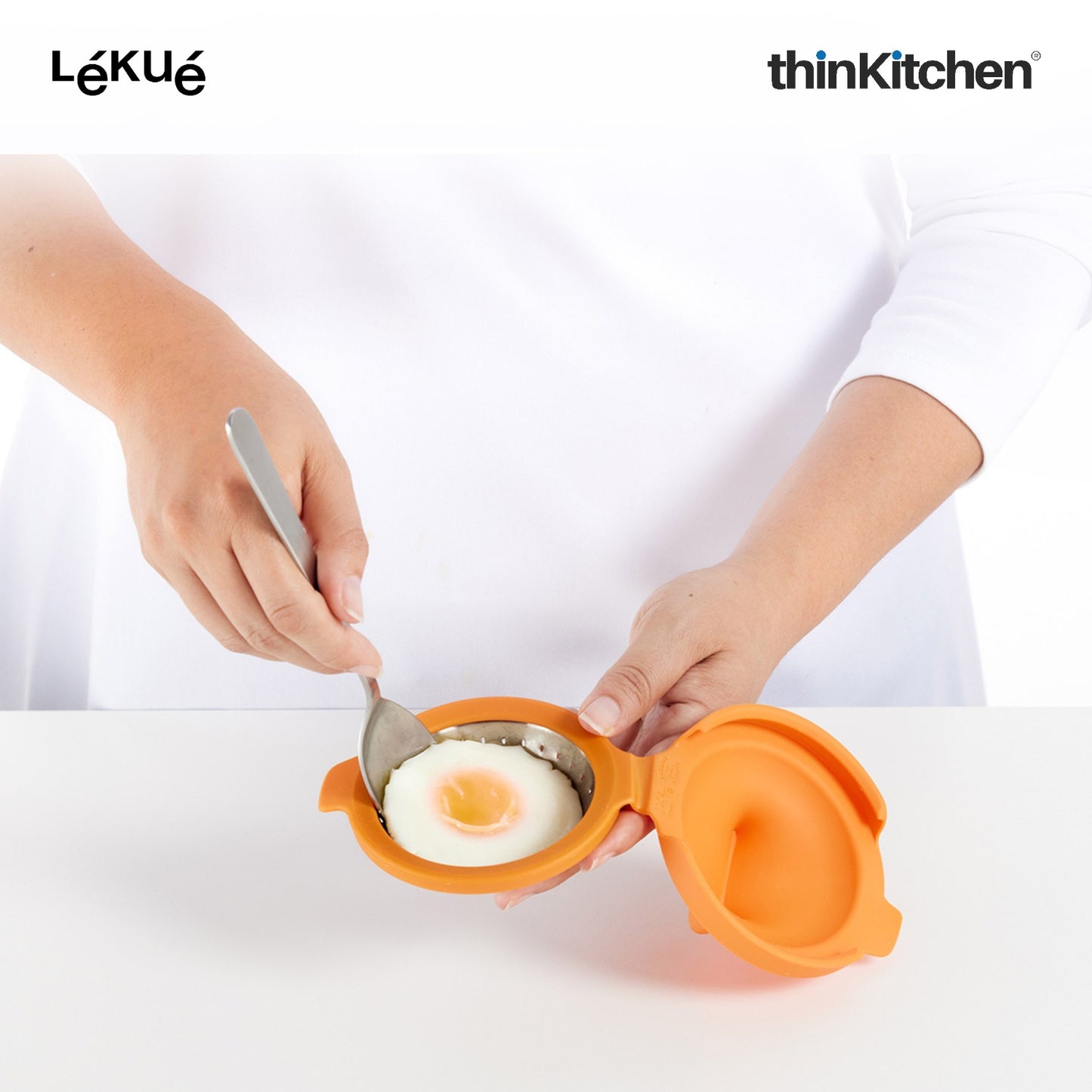LÉKUÉ Poached Egg Cooker Set of 2, Egg Poacher for Poached Eggs in 3 Minutes, Silicone & Stainless Steel