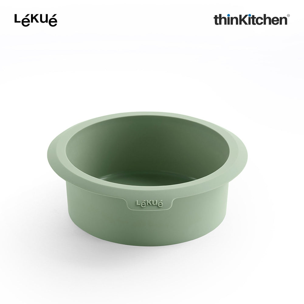 LÉKUÉ Premium Air Fryer Mould 6 Inch, Platinum Silicone Non-Stick Liner, Green Air Fryer Basket Protector