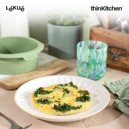 LÉKUÉ Premium Air Fryer Mould 6 Inch, Platinum Silicone Non-Stick Liner, Green Air Fryer Basket Protector