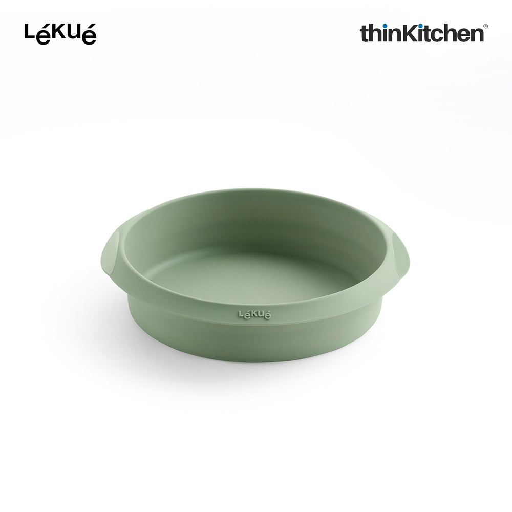 LÉKUÉ Premium Air Fryer Mould 7.9 Inch, Platinum Silicone Reusable , Flexible Green Air Fryer Liner for Large Air Fryers