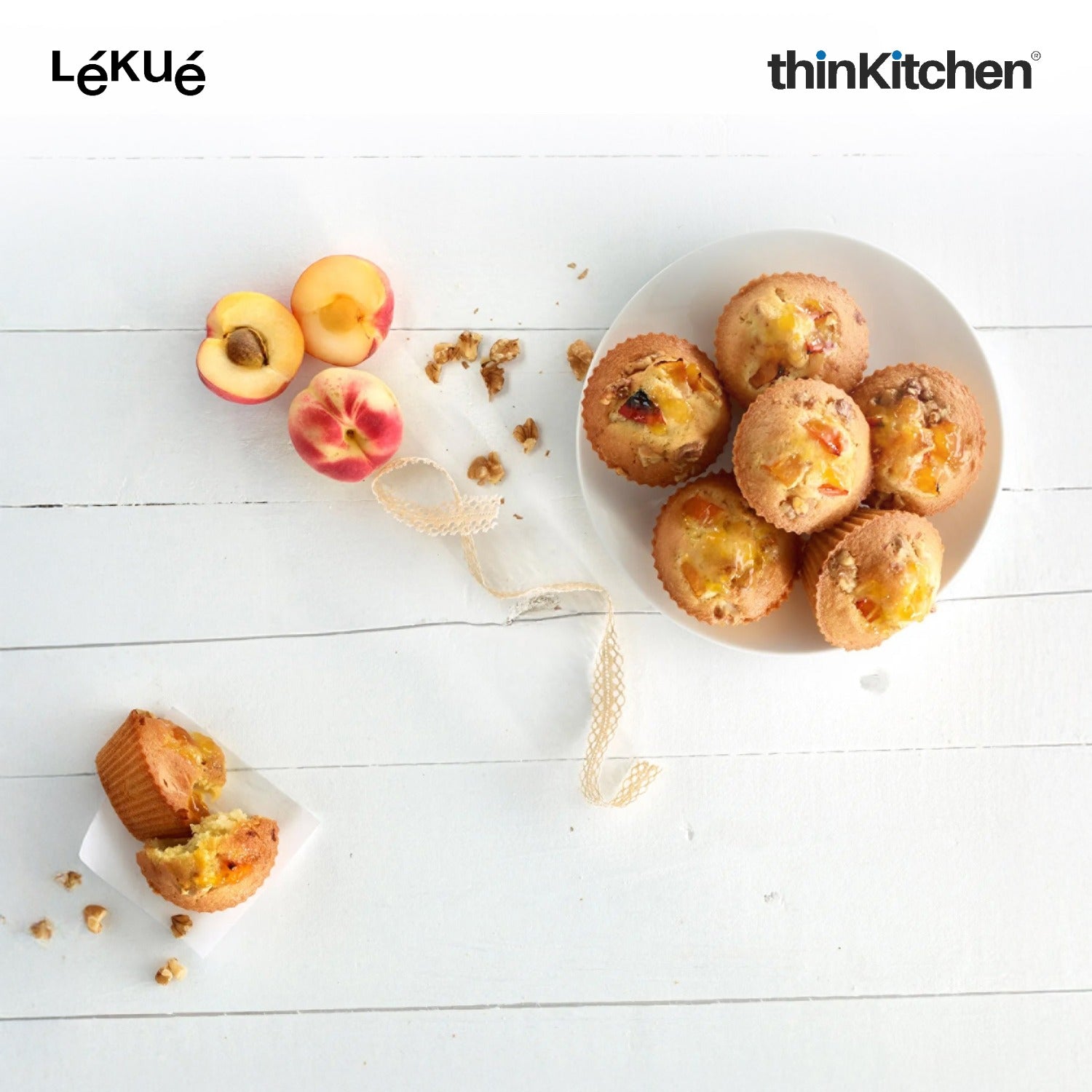 LÉKUÉ Premium Muffin Moulds Set of 6, 7cm Platinum Silicone Non-Stick Moulds, Muffin Cups - 2