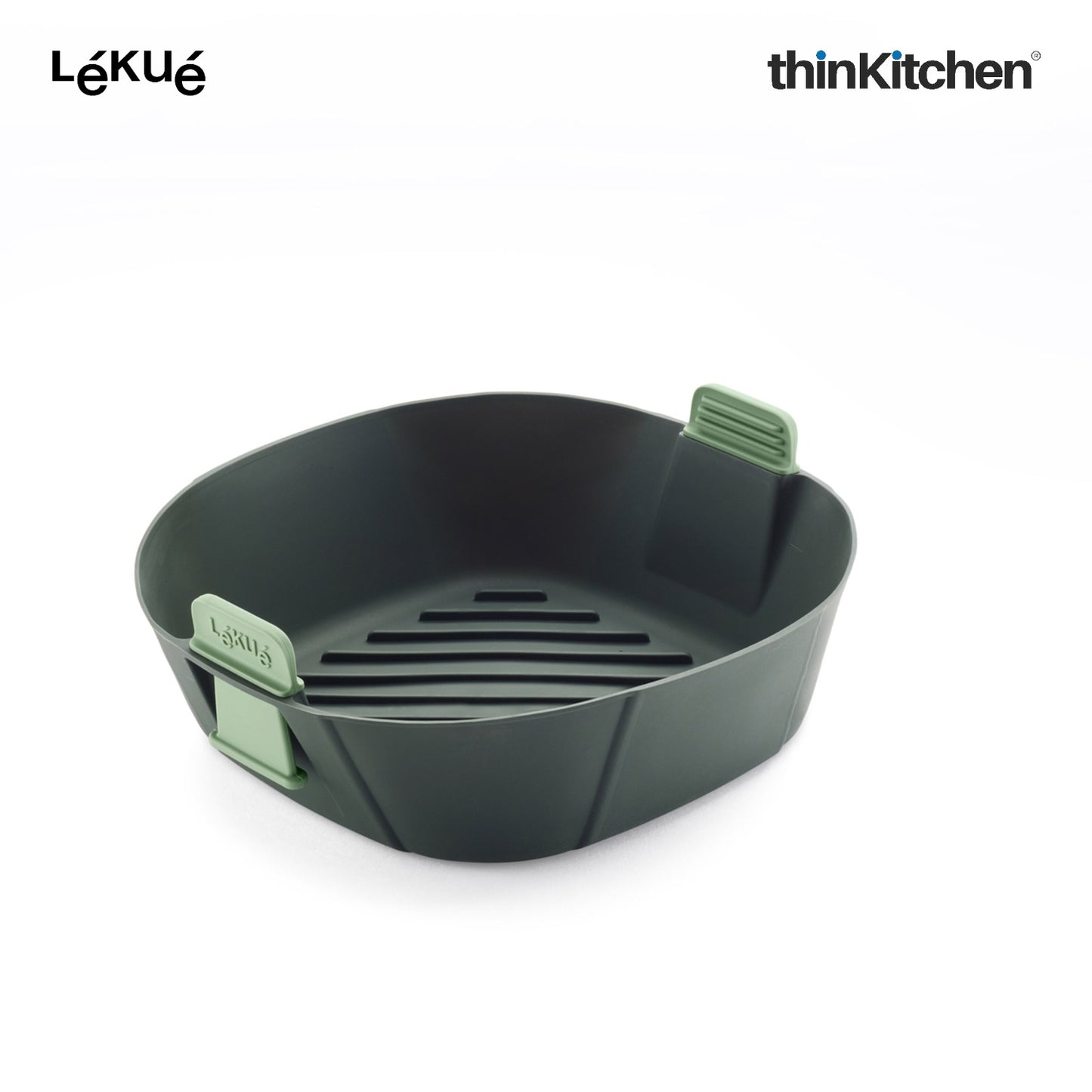 LÉKUÉ Premium Air Fryer Basket Large, Platinum Silicone Air Fryer Liner 3.5–5L with Non-Stick Handles
