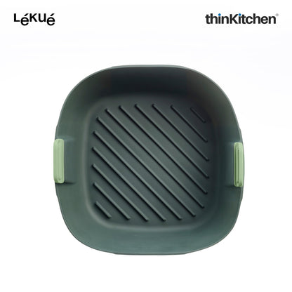 LÉKUÉ Premium Air Fryer Basket Large, Platinum Silicone Air Fryer Liner 3.5–5L with Non-Stick Handles