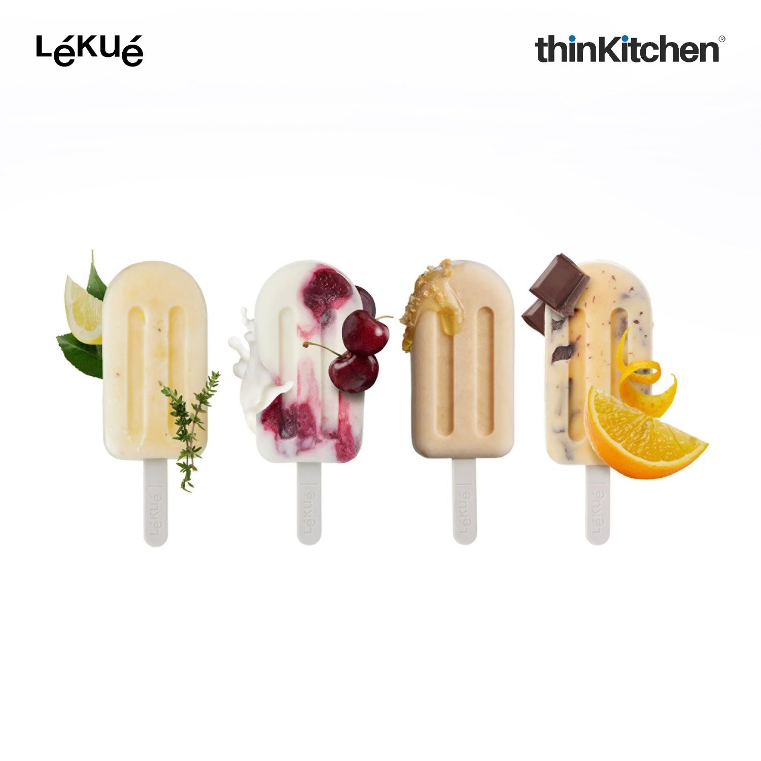 LÉKUÉ Stackable Ice Pop Molds Set of 6, Reusable Platinum Sulicone Popsicle Molds - Mediterranean Design - 5
