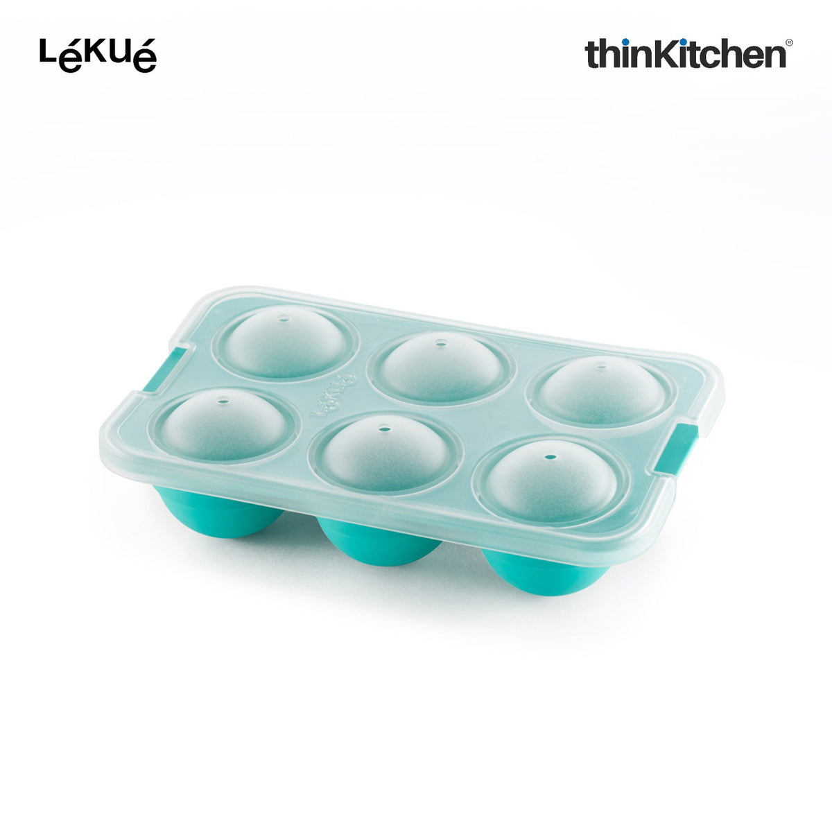 LÉKUÉ Premium XL Ice Sphere Mould with 6 Cavities, Platinum Silicone Ice Ball Tray with Lid