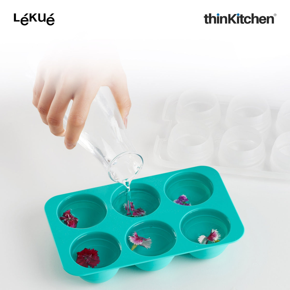 LÉKUÉ Premium XL Ice Sphere Mould with 6 Cavities, Platinum Silicone Ice Ball Tray with Lid
