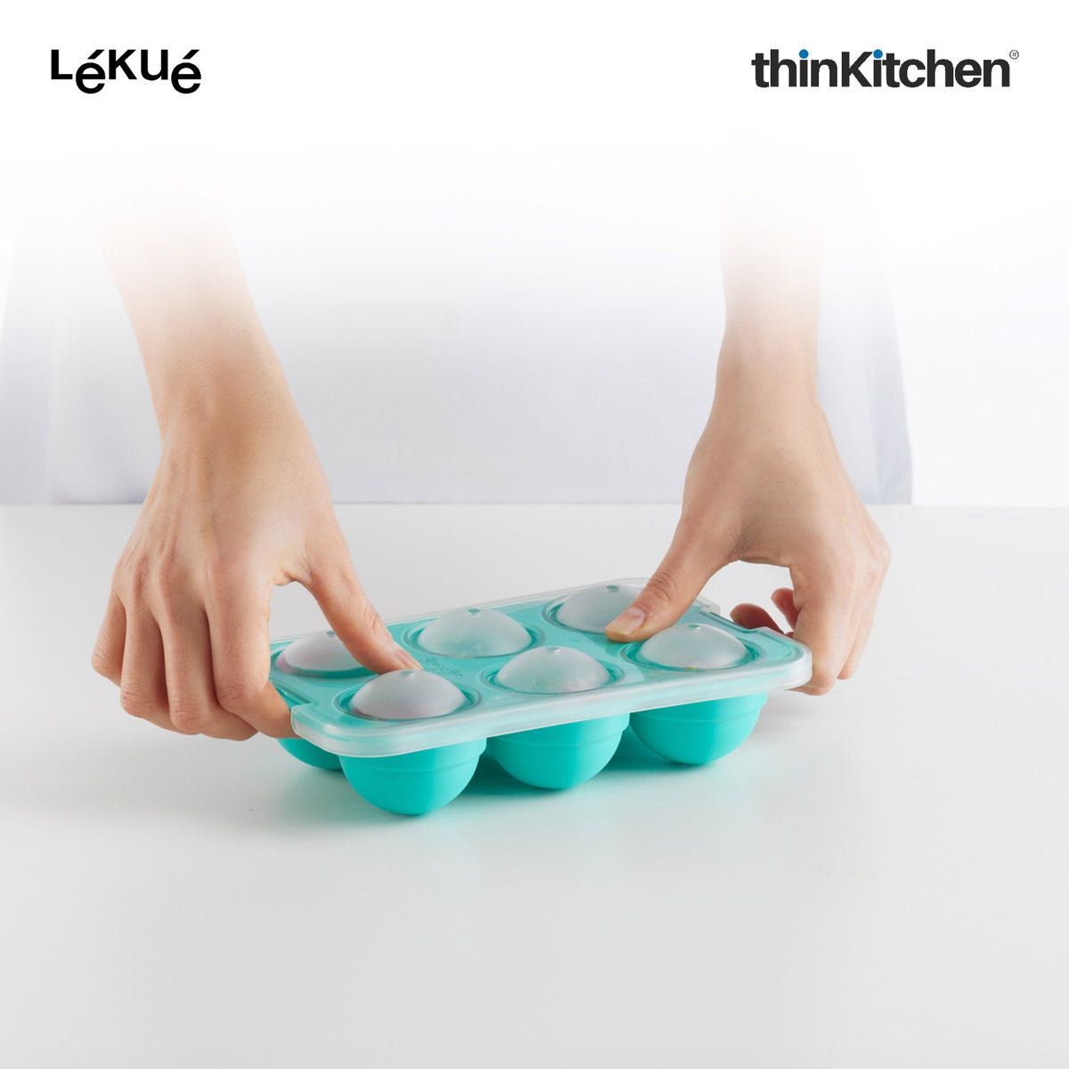 LÉKUÉ Premium XL Ice Sphere Mould with 6 Cavities, Platinum Silicone Ice Ball Tray with Lid - 2