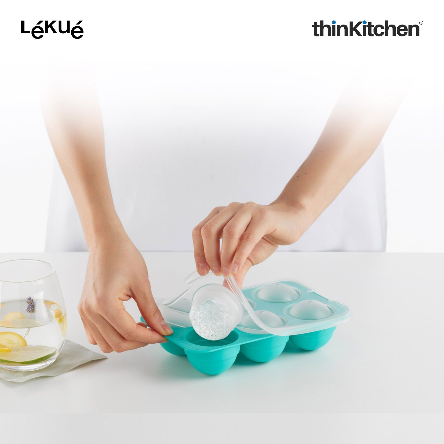 LÉKUÉ Premium XL Ice Sphere Mould with 6 Cavities, Platinum Silicone Ice Ball Tray with Lid - 9