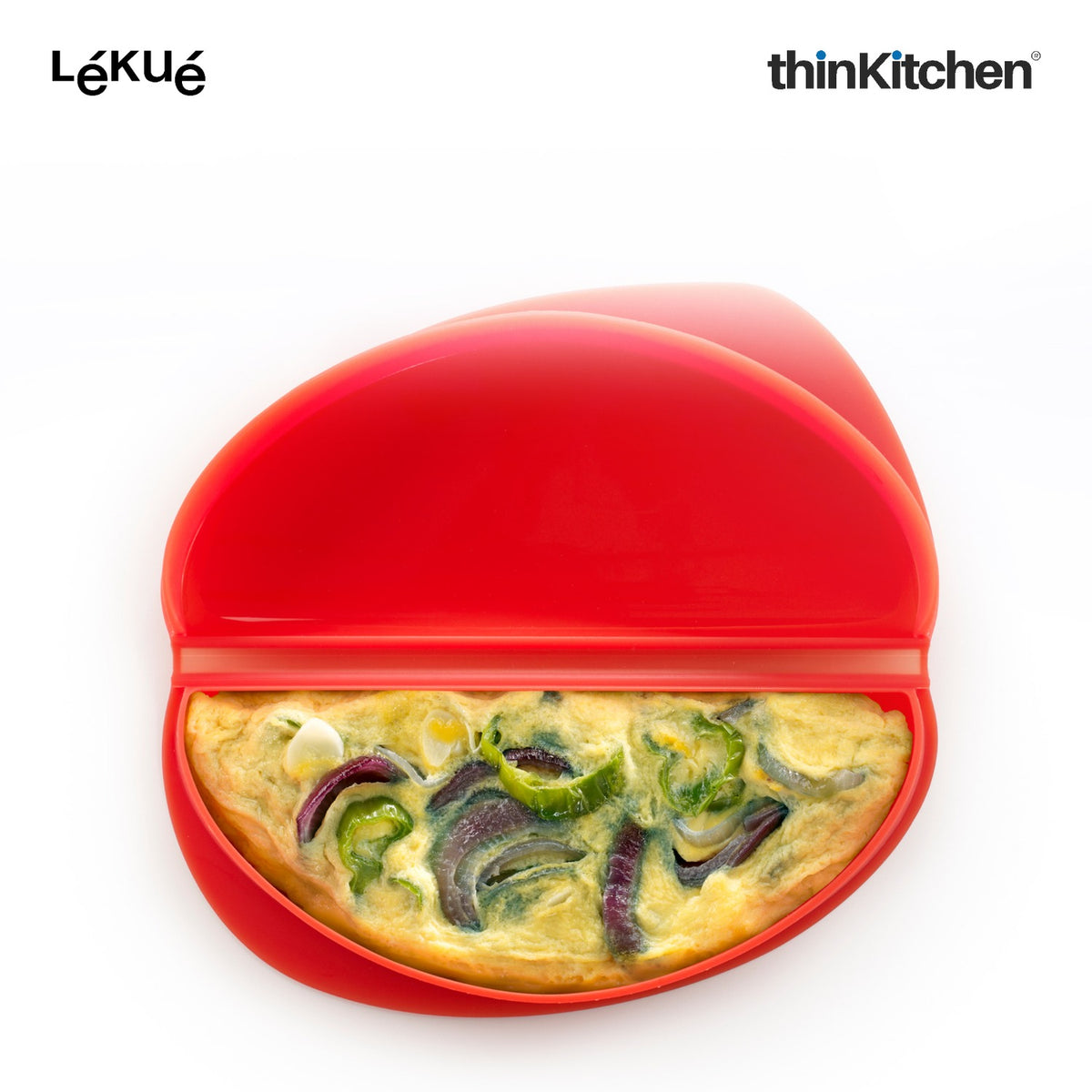 LÉKUÉ Premium Microwave Quick Omelette Maker, Platinum Silicone Reusable Omelette Mould, Non-Stick - Red