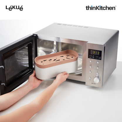 LÉKUÉ Premium Microwave Pasta Cooker - 1.5L, Cooks Up to 4 Servings in 10 Minutes, Drain & Serve