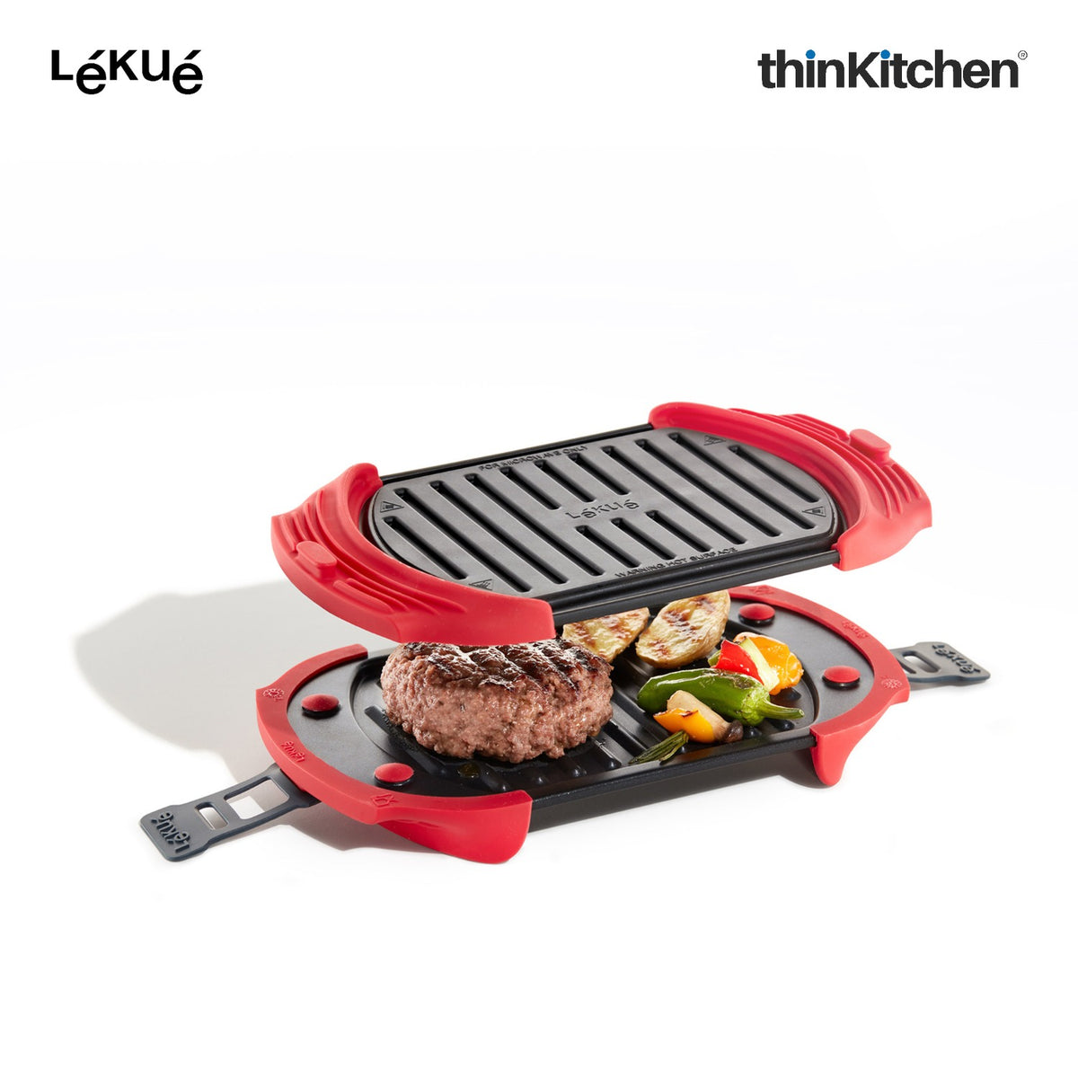LÉKUÉ Premium Microwave Grill Pan, Platinum Silicone, Grill Vegetables, Sandwiches for Crispy Results - 1