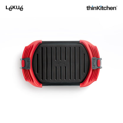 LÉKUÉ Premium Microwave Grill Pan, Platinum Silicone, Grill Vegetables, Sandwiches for Crispy Results