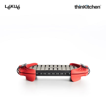 LÉKUÉ Premium Microwave Grill Pan, Platinum Silicone, Grill Vegetables, Sandwiches for Crispy Results