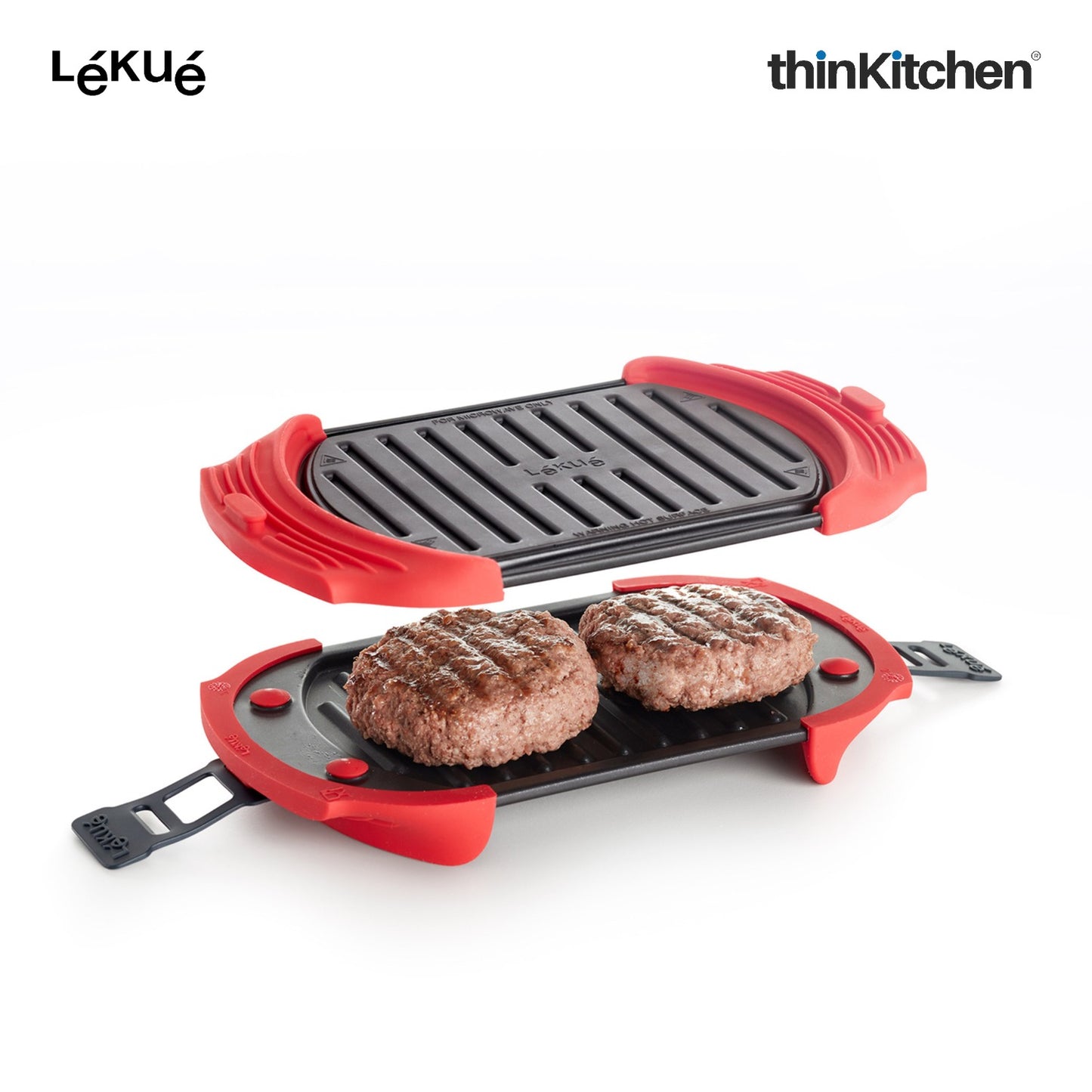 LÉKUÉ Premium Microwave Grill Pan, Platinum Silicone, Grill Vegetables, Sandwiches for Crispy Results