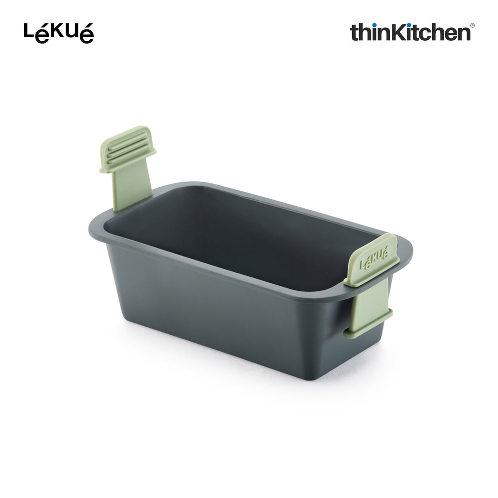 LÉKUÉ Premium Rectangular Air Fryer Basket, Platinum Silicone Reusable Non Stick Air Fryer Insert with Extendable Handles
