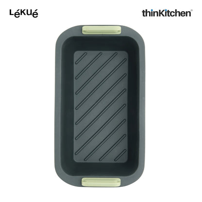 LÉKUÉ Premium Rectangular Air Fryer Basket, Platinum Silicone Reusable Non Stick Air Fryer Insert with Extendable Handles